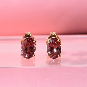 D'Joy Premium Madagascar Color Change Garnet 1.40 ctw Stud Earrings in 18K Vermeil Yellow Gold Over Sterling Silver
