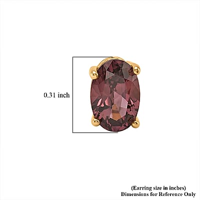 D'Joy Premium Madagascar Color Change Garnet 1.40 ctw Stud Earrings in 18K Vermeil Yellow Gold Over Sterling Silver