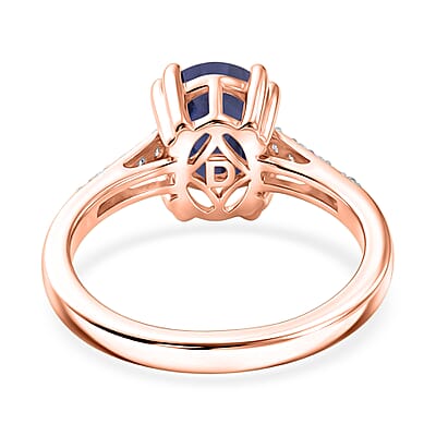 D'Joy Premium Catalina Iolite and White Zircon 1.90 ctw Ring in 18K Vermeil Rose Gold Over Sterling Silver (Size 8.5)