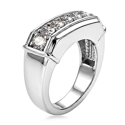 EverTrue Simulated Diamond Men's Ring in Stainless Steel (Size 10.0)