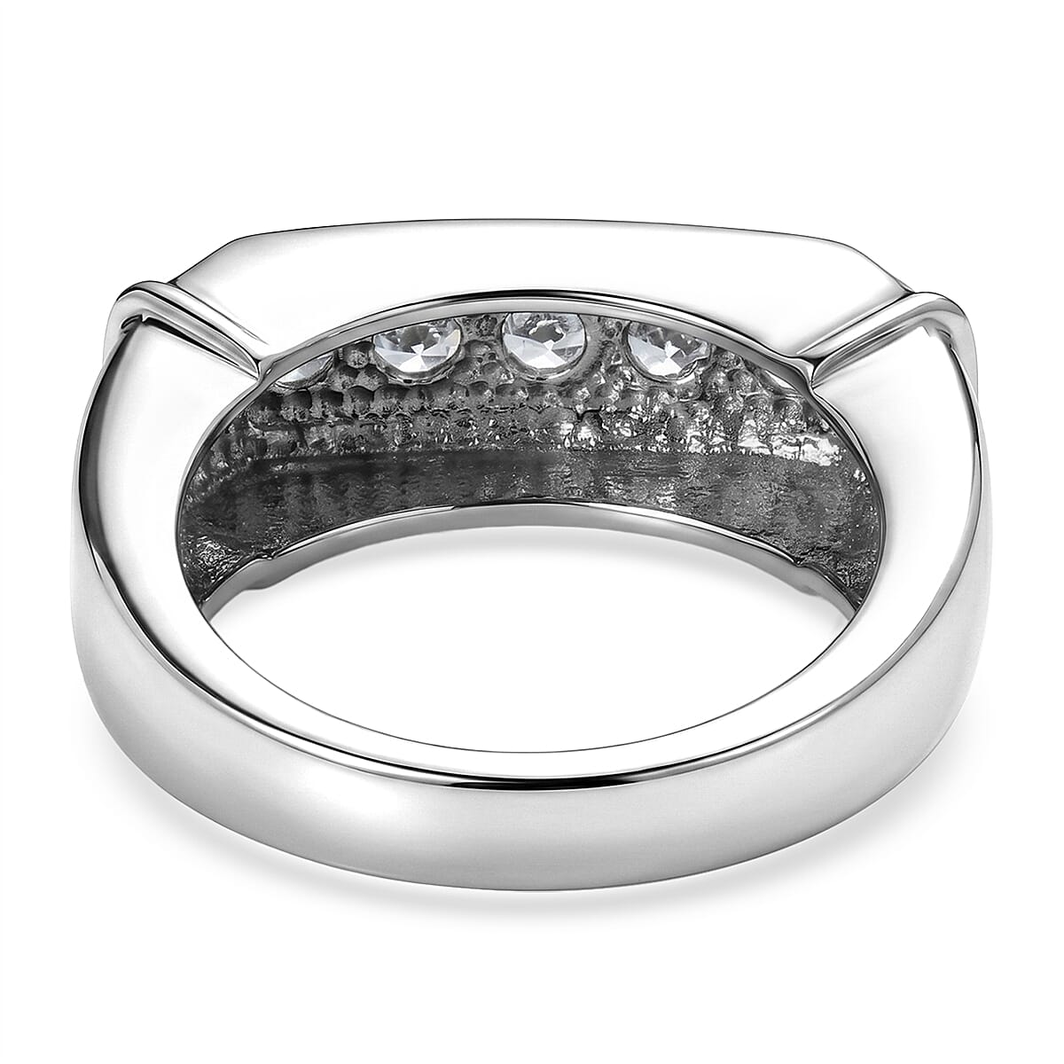 EverTrue Simulated Diamond Men's Ring in Stainless Steel (Size 10.0)