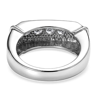 EverTrue Simulated Diamond Men's Ring in Stainless Steel (Size 10.0)