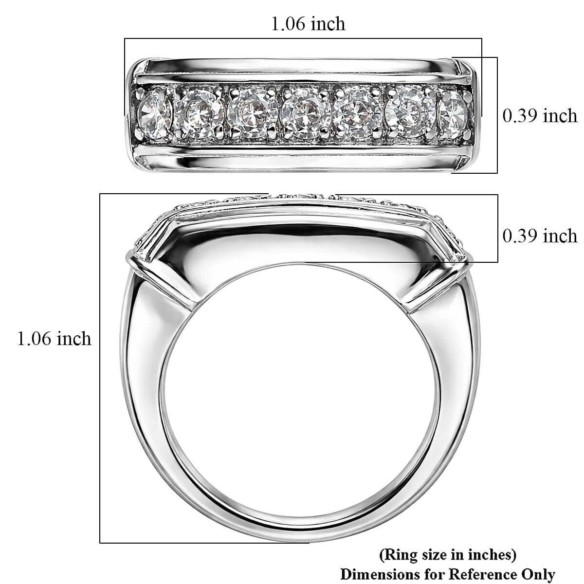 EverTrue Simulated Diamond Men's Ring in Stainless Steel (Size 10.0)