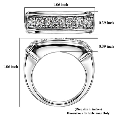 EverTrue Simulated Diamond Men's Ring in Stainless Steel (Size 10.0)