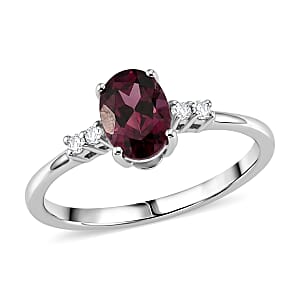 EverTrue Orissa Rose Garnet and White Zircon 1.10 ctw Ring in Platinum Bond (Size 6.0)