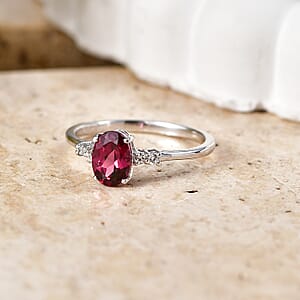 EverTrue Orissa Rose Garnet and White Zircon 1.10 ctw Ring in Platinum Bond (Size 6.0)