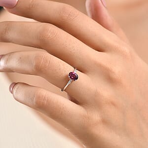 EverTrue Orissa Rose Garnet and White Zircon 1.10 ctw Ring in Platinum Bond (Size 6.0)