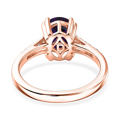 D'Joy Premium Lusaka Amethyst and White Zircon 1.90 ctw Ring in 18K Vermeil Rose Gold Over Sterling Silver (Size 12.0)