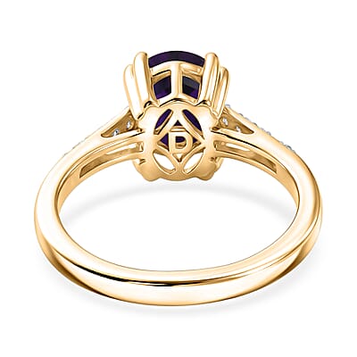 D'Joy Premium Lusaka Amethyst and White Zircon 1.90 ctw Ring in 18K Vermeil Yellow Gold Over Sterling Silver (Size 9.0)
