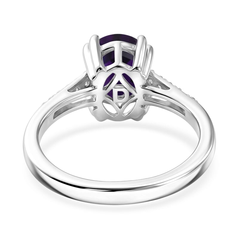 D'Joy Premium Lusaka Amethyst and White Zircon 1.90 ctw Ring in Rhodium Over Sterling Silver (Size 5.5)