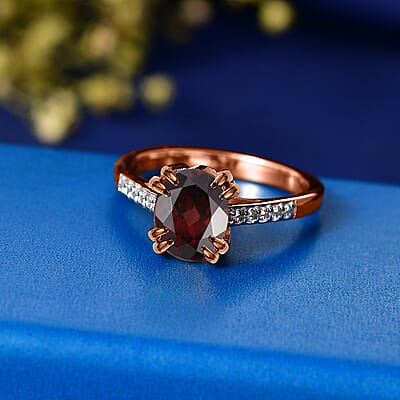 D'Joy Premium Raspberry Zircon and White Zircon 3.00 ctw Ring in 18K Vermeil Rose Gold Over Sterling Silver (Size 10)