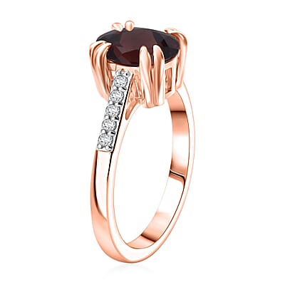 D'Joy Premium Raspberry Zircon and White Zircon 3.00 ctw Ring in 18K Vermeil Rose Gold Over Sterling Silver (Size 10)