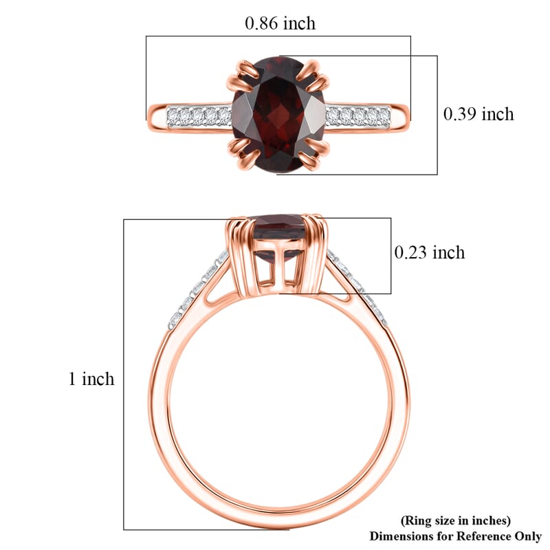 D'Joy Premium Raspberry Zircon and White Zircon 3.00 ctw Ring in 18K Vermeil Rose Gold Over Sterling Silver (Size 11.0)
