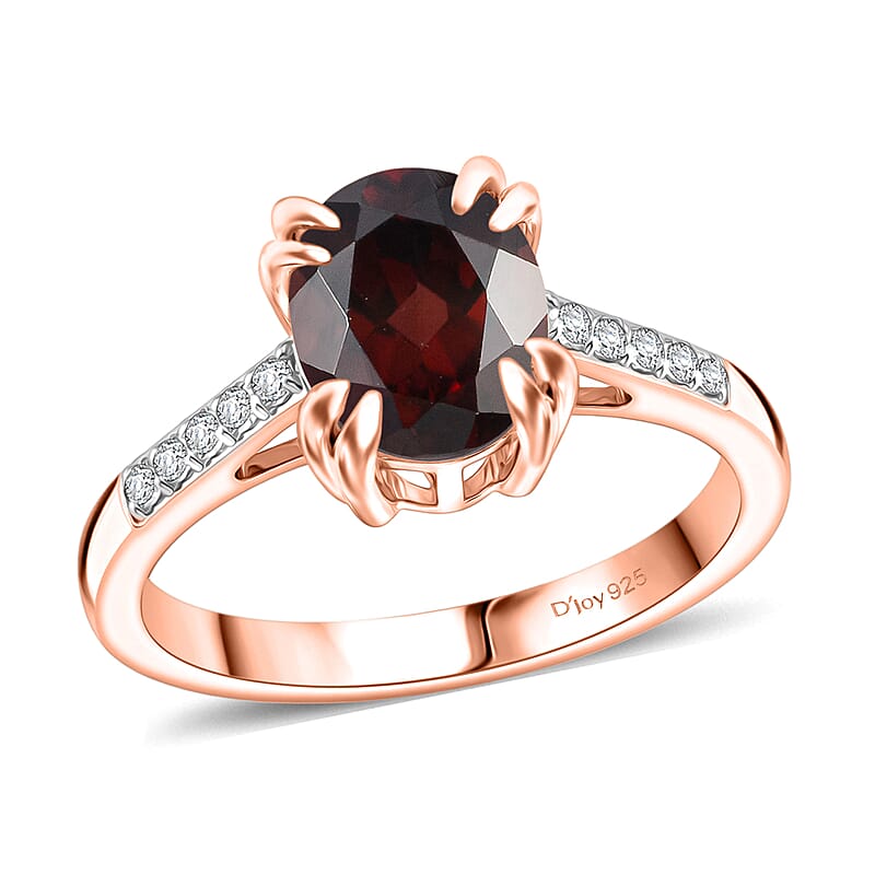 D'Joy Premium Raspberry Zircon and White Zircon 3.00 ctw Ring in 18K Vermeil Rose Gold Over Sterling Silver (Size 4.5)