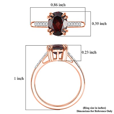 D'Joy Premium Raspberry Zircon and White Zircon 3.00 ctw Ring in 18K Vermeil Rose Gold Over Sterling Silver (Size 4.5)