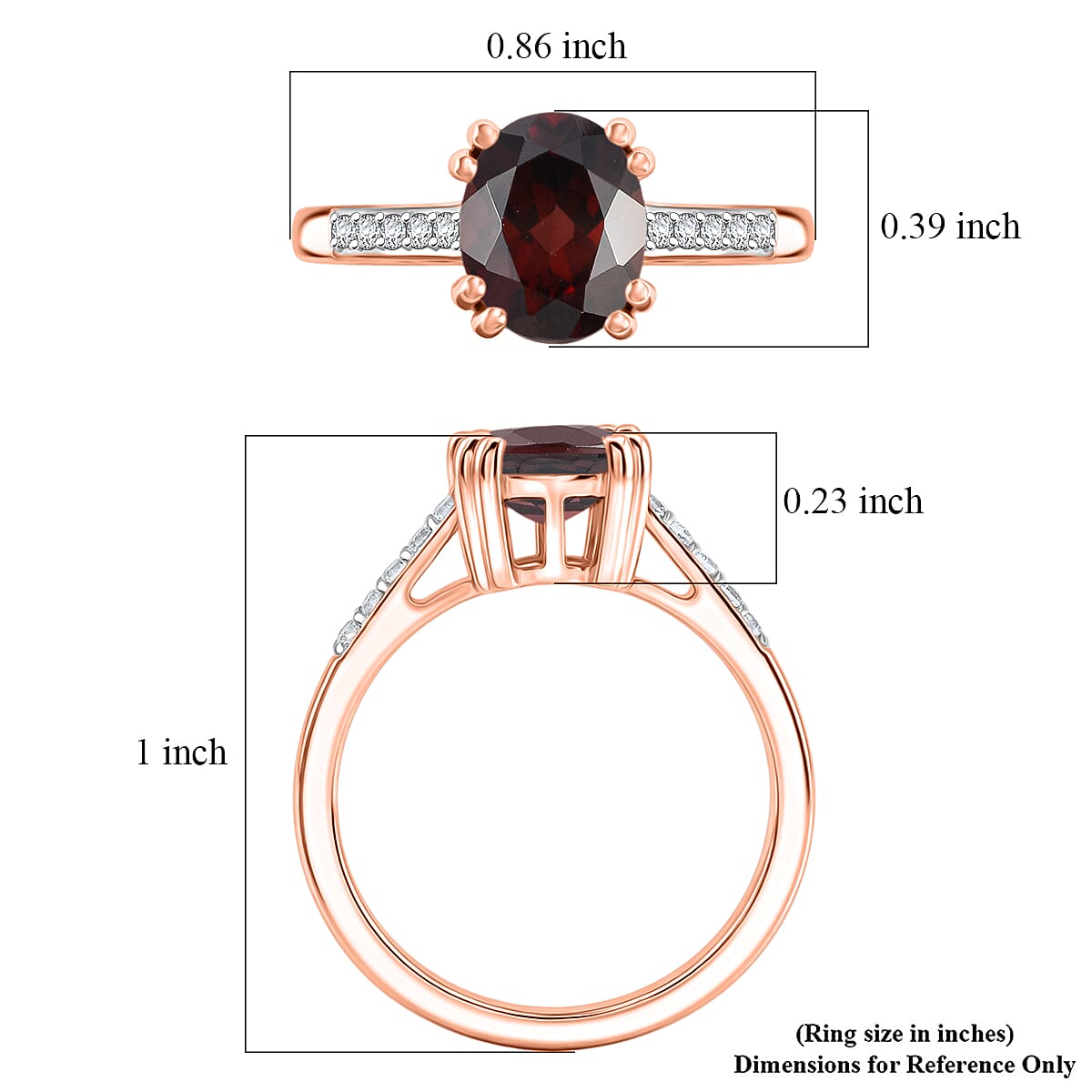 D'Joy Premium Raspberry Zircon and White Zircon 3.00 ctw Ring in 18K Vermeil Rose Gold Over Sterling Silver (Size 8.0)