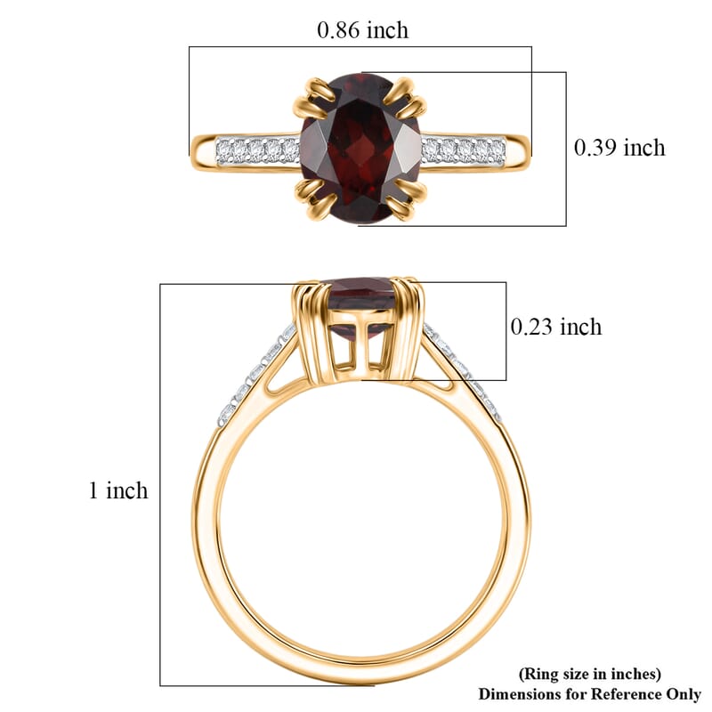 D'Joy Premium Raspberry Zircon and White Zircon 3.00 ctw Ring in 18K Vermeil Yellow Gold Over Sterling Silver (Size 11.5)