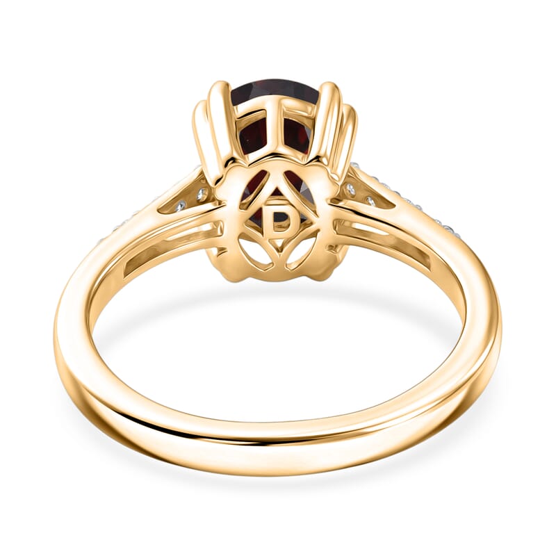 D'Joy Premium Raspberry Zircon and White Zircon 3.00 ctw Ring in 18K Vermeil Yellow Gold Over Sterling Silver (Size 4.5)