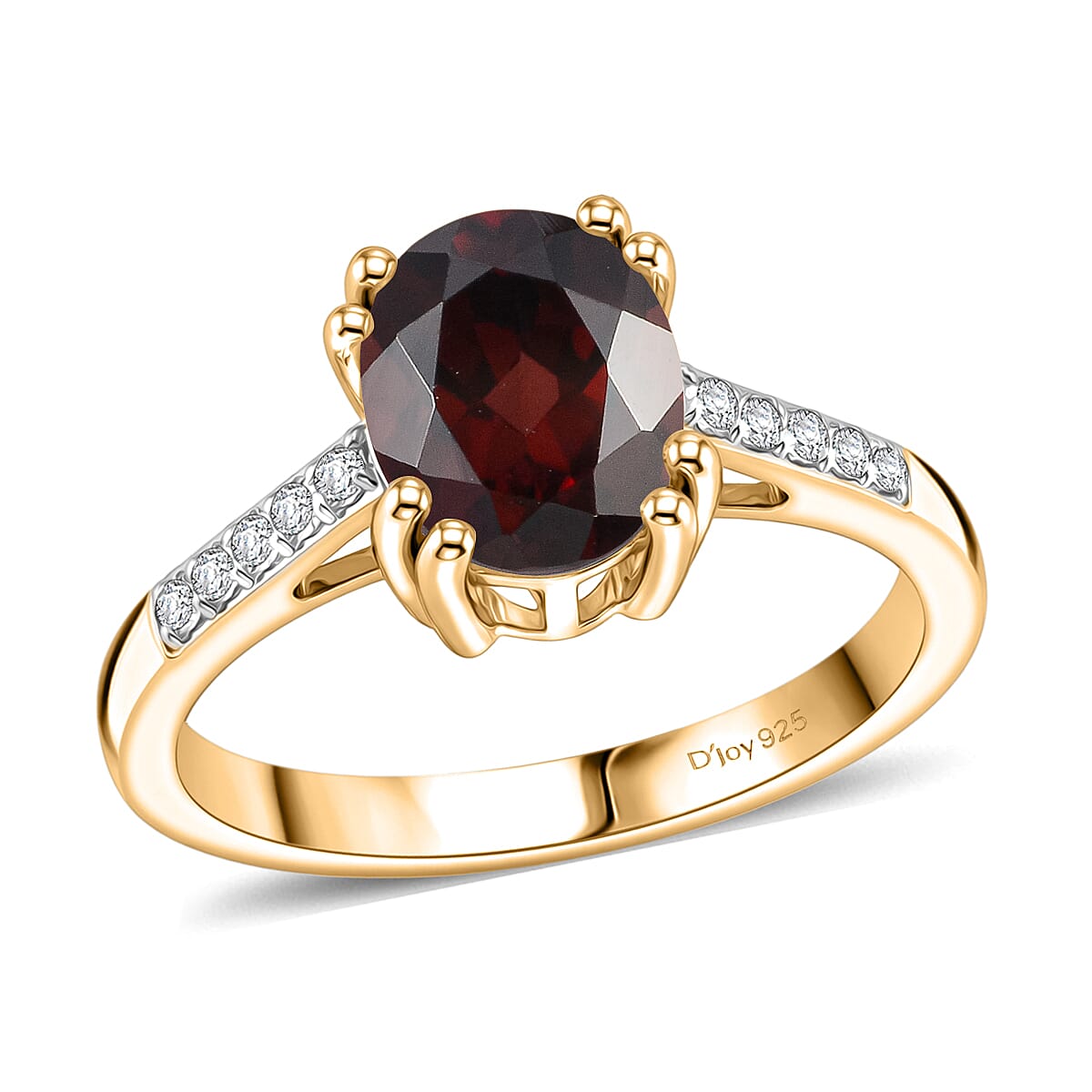 D'Joy Premium Raspberry Zircon and White Zircon 3.00 ctw Ring in 18K Vermeil Yellow Gold Over Sterling Silver (Size 5.5)