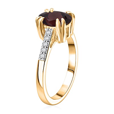 D'Joy Premium Raspberry Zircon and White Zircon 3.00 ctw Ring in 18K Vermeil Yellow Gold Over Sterling Silver (Size 5.5)