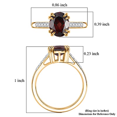 D'Joy Premium Raspberry Zircon and White Zircon 3.00 ctw Ring in 18K Vermeil Yellow Gold Over Sterling Silver (Size 9.0)