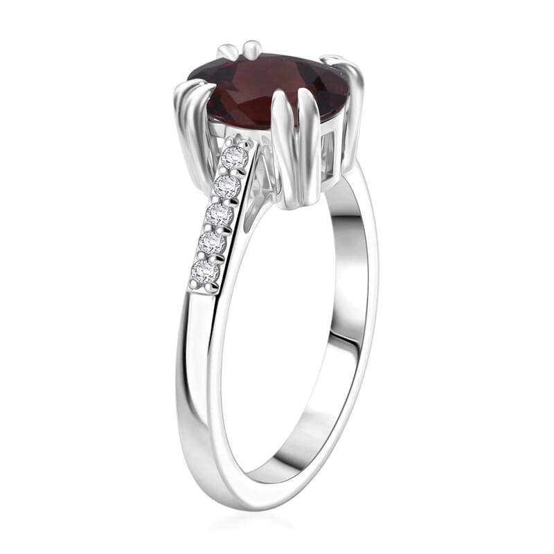 D'Joy Premium Raspberry Zircon and White Zircon 3.00 ctw Ring in Rhodium Over Sterling Silver (Size 10.5)