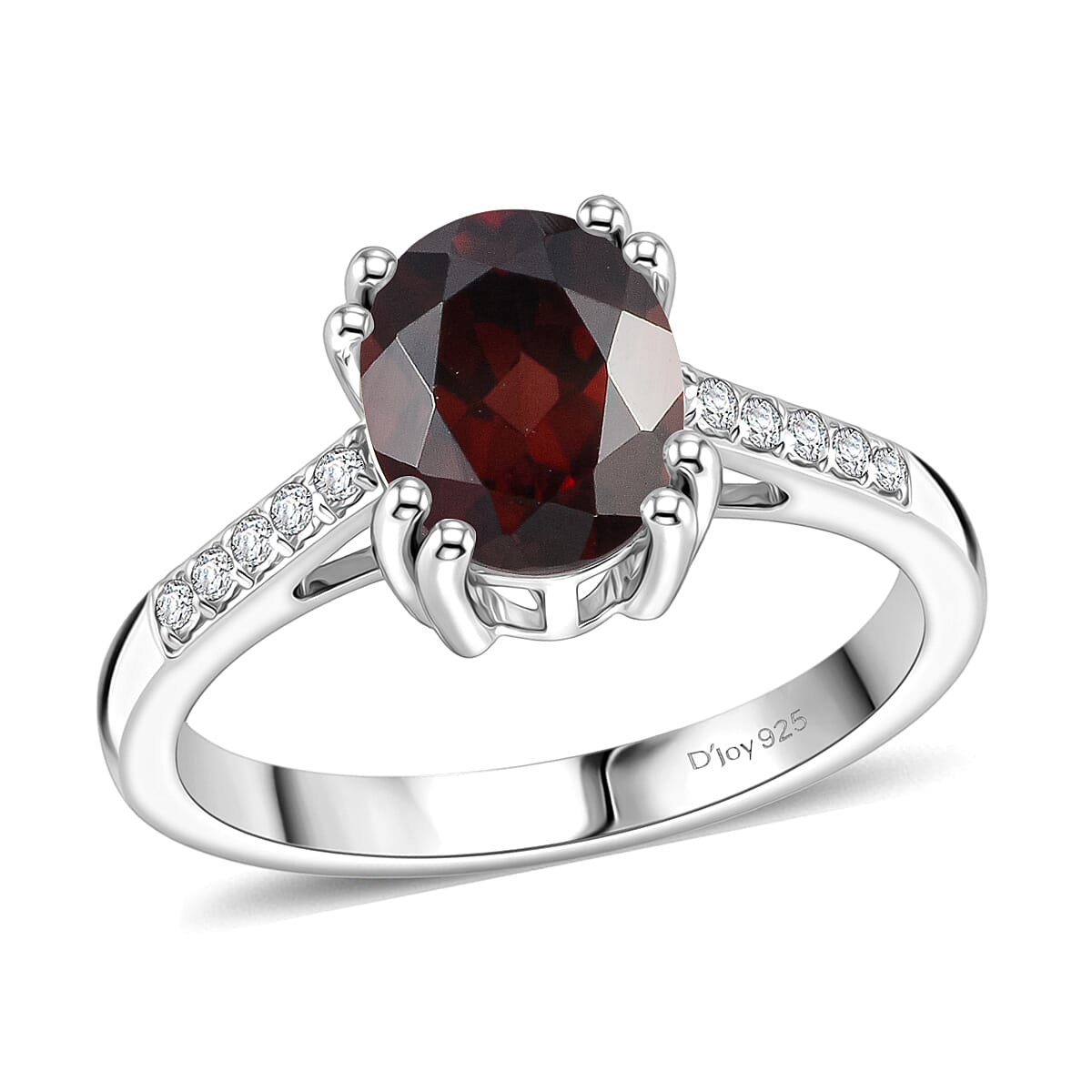 D'Joy Premium Raspberry Zircon and White Zircon 3.00 ctw Ring in Rhodium Over Sterling Silver (Size 4.5)
