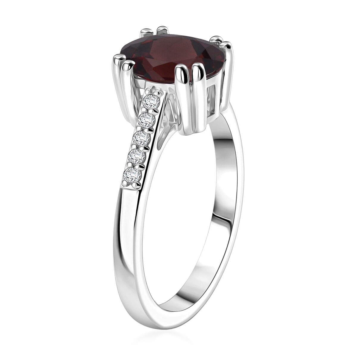 D'Joy Premium Raspberry Zircon and White Zircon 3.00 ctw Ring in Rhodium Over Sterling Silver (Size 4.5)