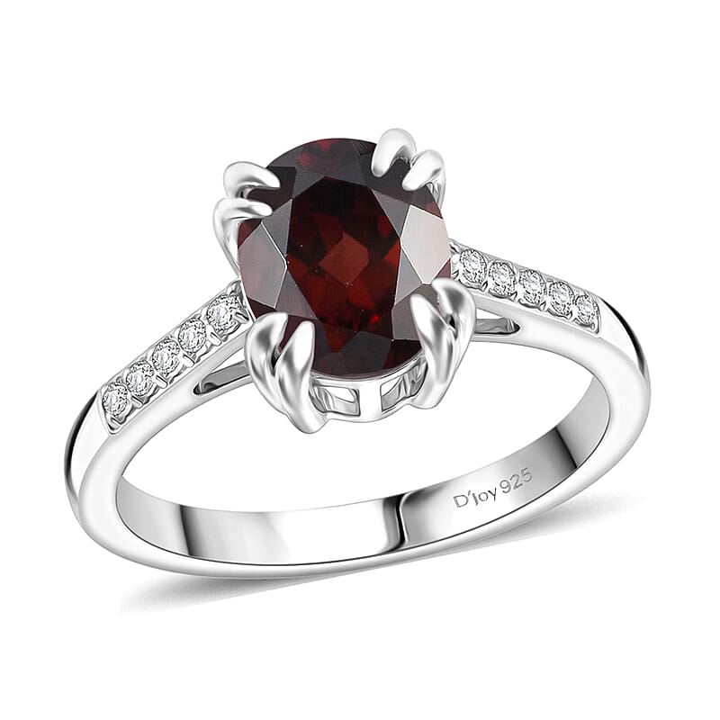 D'Joy Premium Raspberry Zircon and White Zircon 3.00 ctw Ring in Rhodium Over Sterling Silver (Size 5.5)