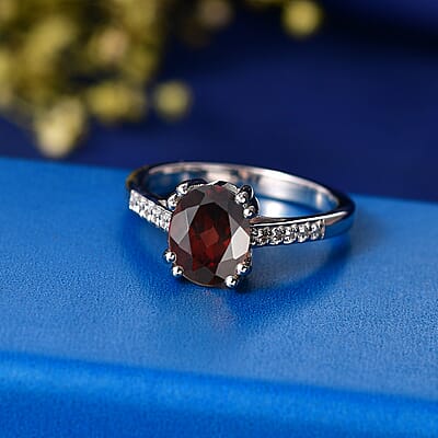 D'Joy Premium Raspberry Zircon and White Zircon 3.00 ctw Ring in Rhodium Over Sterling Silver (Size 5.5)