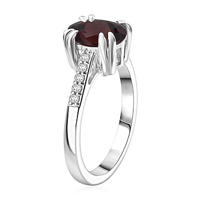 D'Joy Premium Raspberry Zircon and White Zircon 3.00 ctw Ring in Rhodium Over Sterling Silver (Size 5.5)