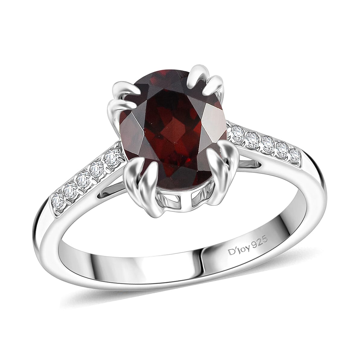 D'Joy Premium Raspberry Zircon and White Zircon 3.00 ctw Ring in Rhodium Over Sterling Silver (Size 6.5)