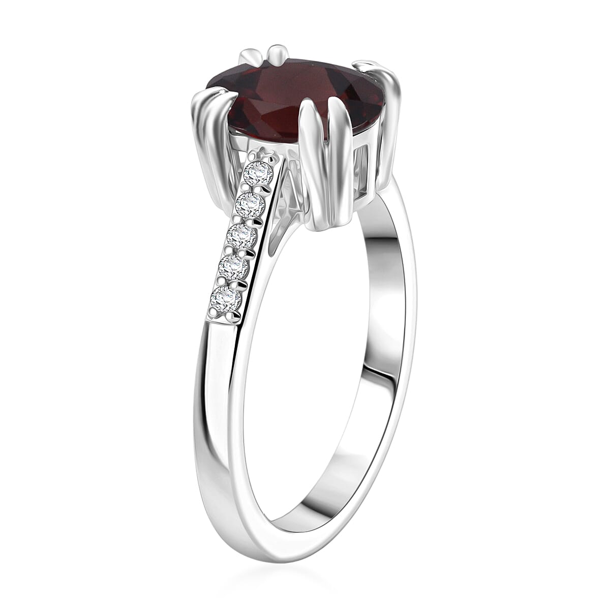 D'Joy Premium Raspberry Zircon and White Zircon 3.00 ctw Ring in Rhodium Over Sterling Silver (Size 6.5)
