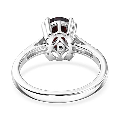 D'Joy Premium Raspberry Zircon and White Zircon 3.00 ctw Ring in Rhodium Over Sterling Silver (Size 6.5)