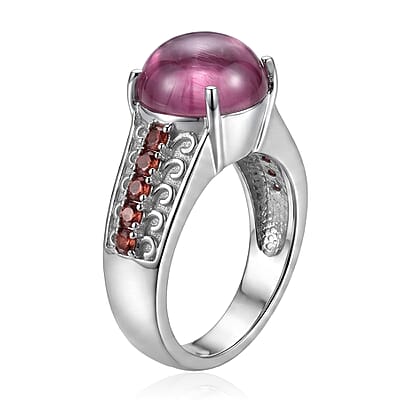 EverTrue Simulated Pink and Orange Diamond Ring in Stainless Steel (Size 5.0)