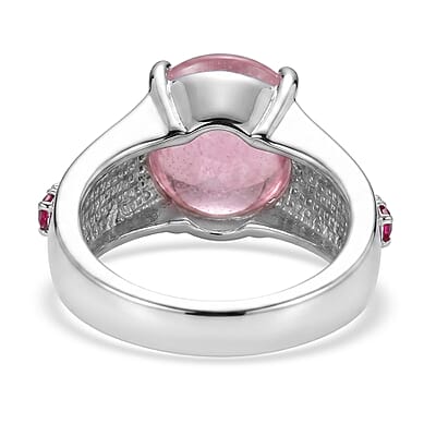 EverTrue Simulated Pink and Orange Diamond Ring in Stainless Steel (Size 5.0)