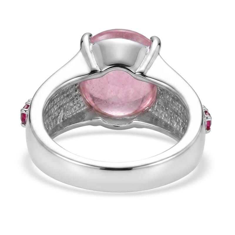 EverTrue Simulated Pink and Orange Diamond Ring in Stainless Steel (Size 5.0)
