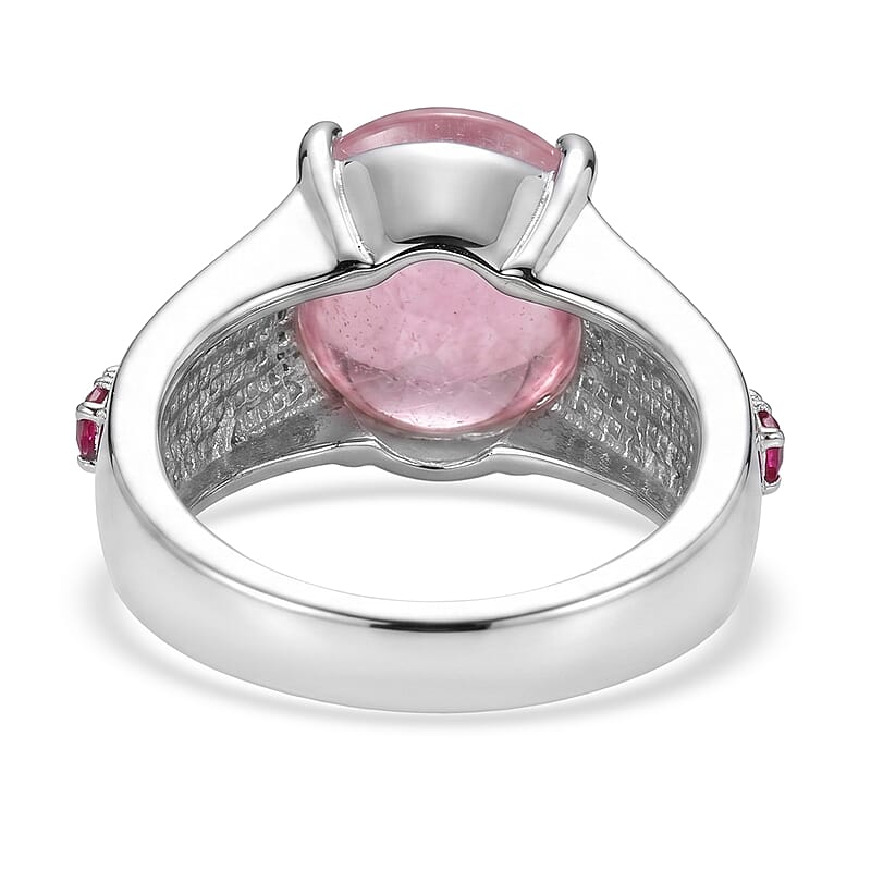 EverTrue Simulated Pink and Orange Diamond Ring in Stainless Steel (Size 5.0)