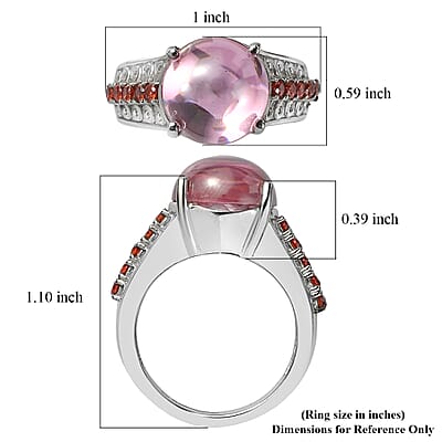 EverTrue Simulated Pink and Orange Diamond Ring in Stainless Steel (Size 5.0)