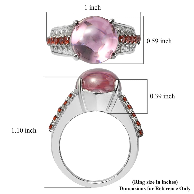 EverTrue Simulated Pink and Orange Diamond Ring in Stainless Steel (Size 5.0)