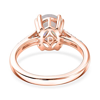 D'Joy Premium Ethiopian Welo Opal and White Zircon 1.60 ctw Ring in 18K Vermeil Rose Gold Over Sterling Silver (Size 5.0)