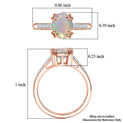 D'Joy Premium Ethiopian Welo Opal and White Zircon 1.60 ctw Ring in 18K Vermeil Rose Gold Over Sterling Silver (Size 5.0)