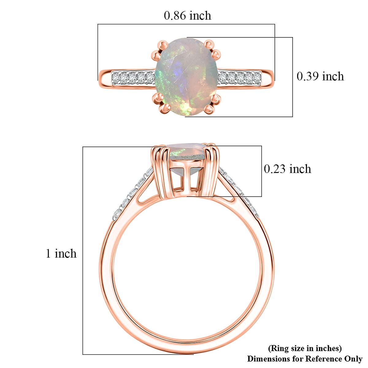 D'Joy Premium Ethiopian Welo Opal and White Zircon Ring in 18K Vermeil Rose Gold Over Sterling Silver (Size 9.5) 1.60 ctw image number 5