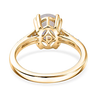 D'Joy Premium Ethiopian Welo Opal and White Zircon 1.60 ctw Ring in 18K Vermeil Yellow Gold Over Sterling Silver (Size 11.0)