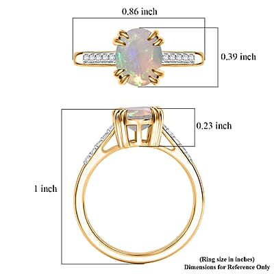 D'Joy Premium Ethiopian Welo Opal and White Zircon 1.60 ctw Ring in 18K Vermeil Yellow Gold Over Sterling Silver (Size 7.5)