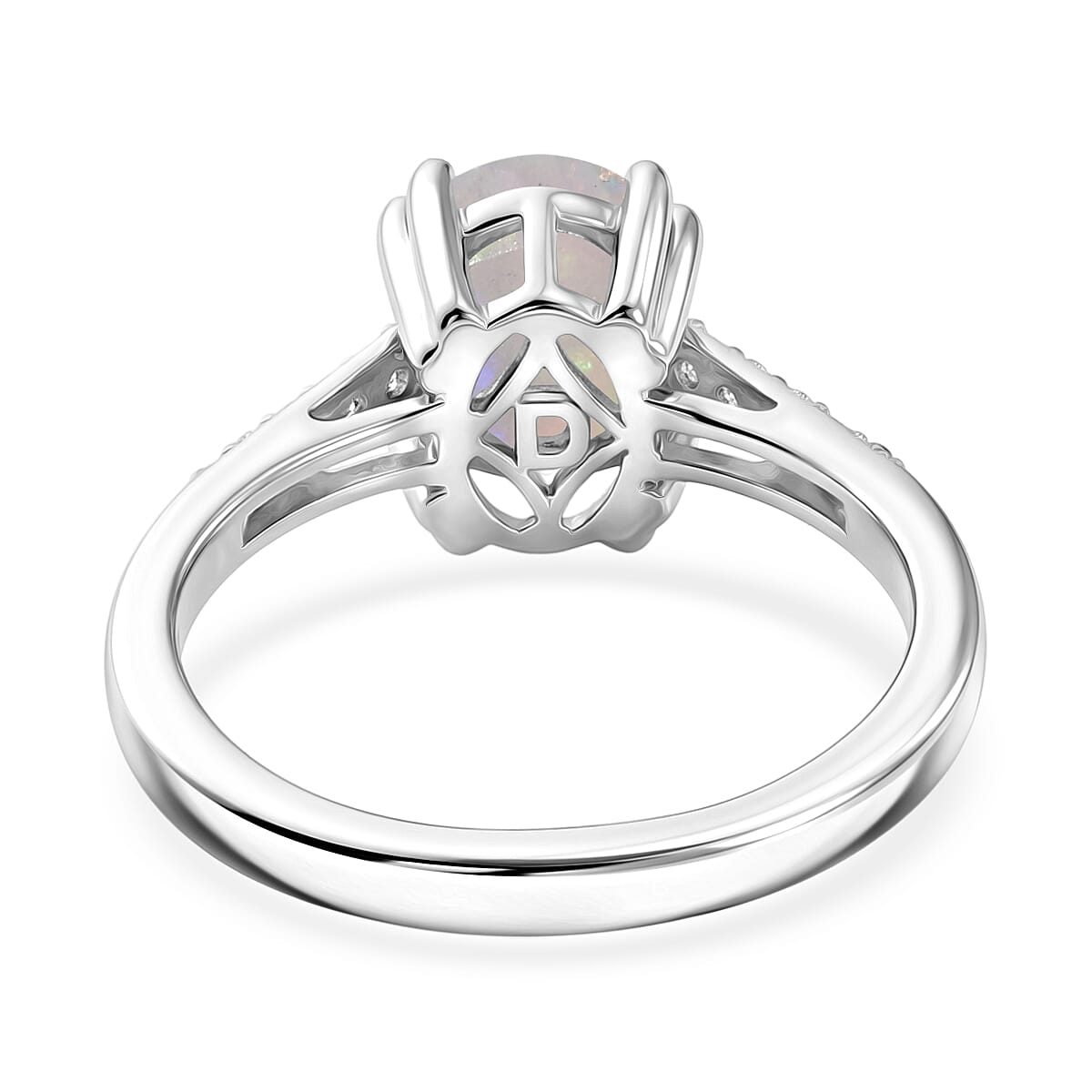 D'Joy Premium Ethiopian Welo Opal and White Zircon 1.60 ctw Ring in Rhodium Over Sterling Silver (Size 6.0)