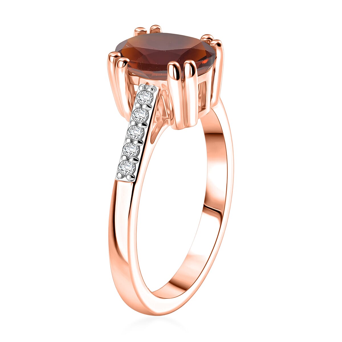 D'Joy Premium Red Citrine and White Zircon 2.00 ctw Ring in 18K Vermeil Rose Gold Over Sterling Silver (Size 10.5) image number 3