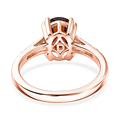 D'Joy Premium Red Citrine and White Zircon 2.00 ctw Ring in 18K Vermeil Rose Gold Over Sterling Silver (Size 10.5)