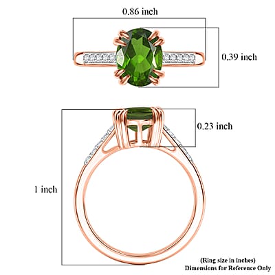 D'Joy Chrome Diopside and White Zircon 2.25 ctw Ring in 18K Vermeil Rose Gold Over Sterling Silver (Size 11.0)