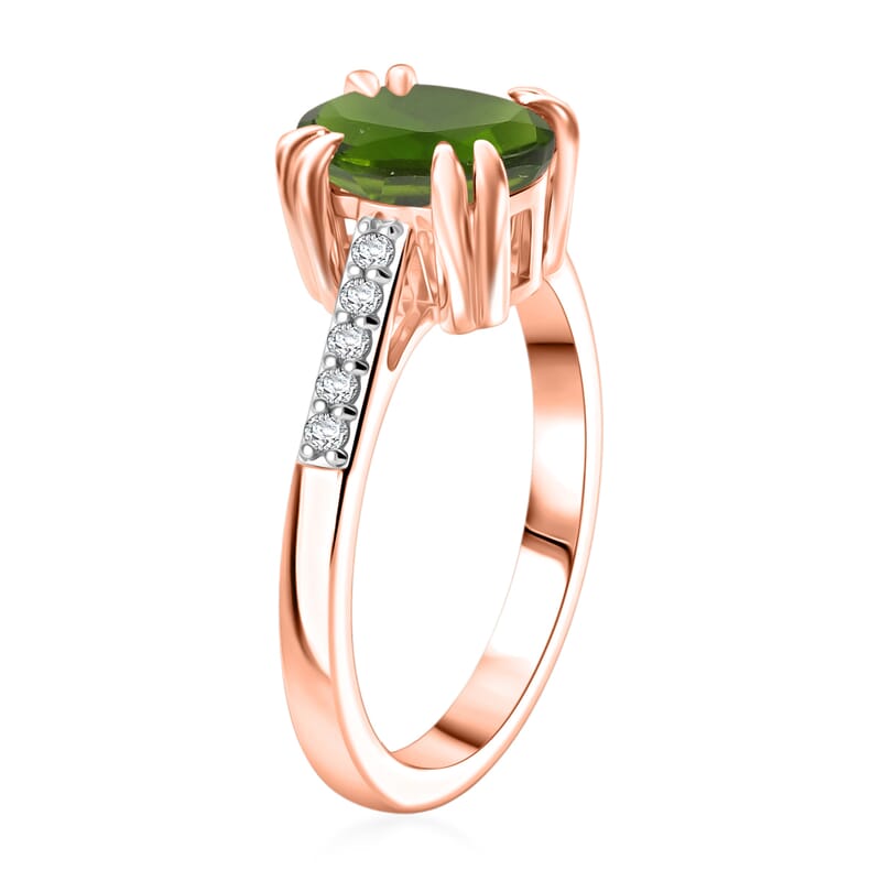 D'Joy Chrome Diopside and White Zircon 2.25 ctw Ring in 18K Vermeil Rose Gold Over Sterling Silver (Size 12.0)